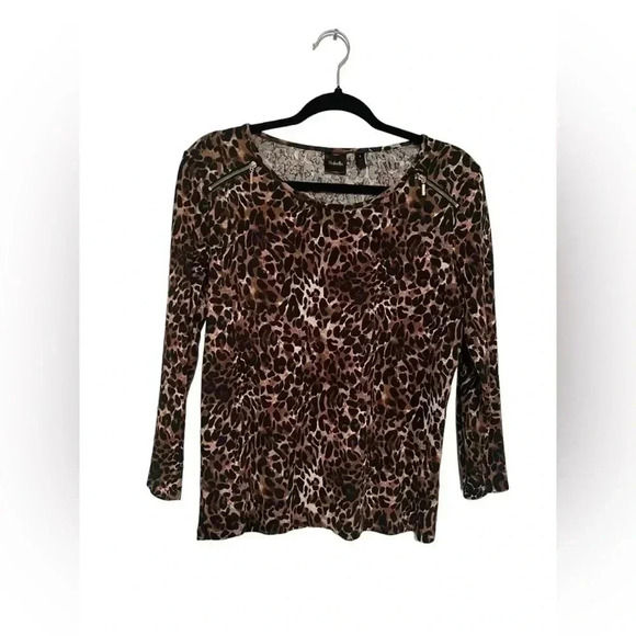 Rafaella Women's Leopard Print Long Sleeve Top Size Medium - Picture 1 of 6